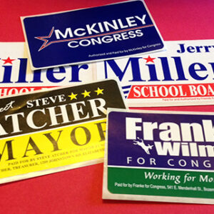 Political Lapel Stickers (2" x 3.5" Rectangle)